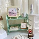 Macaron Minimalist Desk Desktop Organizer Storage Rack Student Dormitory Folding Hollow Shelf Skin Care Storage Shelf - Image 9
