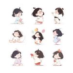 60pcs hand-painted cute lazy girl daily life stickers phone case note decoration - Image 4