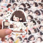 60pcs hand-painted cute lazy girl daily life stickers phone case note decoration - Image 2