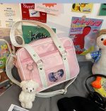 Japanese Kawaii Lolita Girl Uniform Bag PU Leather Tote Bag Teenage Handbags High School Girl Student Crossbody Shoulder Bag