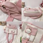 Japanese High School Girls Multi Pockets Kawaii Large Capacity Tote Bags Trendy Nylon Shoulder School Tutor Book Bag for Teenage Girls Fashion Student Shoulder Bag Crossbody Bag - Image 8