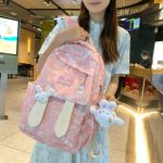 Cute Graffiti Rabbit Ear Backpack Light and Large Capacity Leisure Simple College Style Female College Student Bag High Value