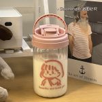 Sanrio Anime Straw Cup Portable Simple Niche Cartoon Glass Cup Couple Student Kawaii Coffee Cup Cute Girly Heart - Image 3