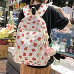 Girl Strawberry Floral Travel Book Backpack Women Trendy Print School Bag Female Laptop College Backpack Fashion Lady Kawaii Bag