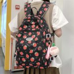 Girl Strawberry Floral Travel Book Backpack Women Trendy Print School Bag Female Laptop College Backpack Fashion Lady Kawaii Bag - Image 4