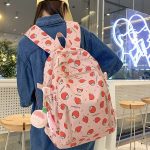Girl Strawberry Floral Travel Book Backpack Women Trendy Print School Bag Female Laptop College Backpack Fashion Lady Kawaii Bag - Image 3