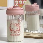 Sanrio Anime Pochacco Straw Cup Portable Simple Niche Cartoon Glass Cup Couple Student Kawaii Coffee Cup Cute Girly Heart - Image 2