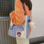 Japanese High School Girls Multi Pockets Kawaii Large Capacity Tote Bags Trendy Nylon Shoulder School Tutor Book Bag for Teenage Girls Fashion Student Shoulder Bag Crossbody Bag - Image 14