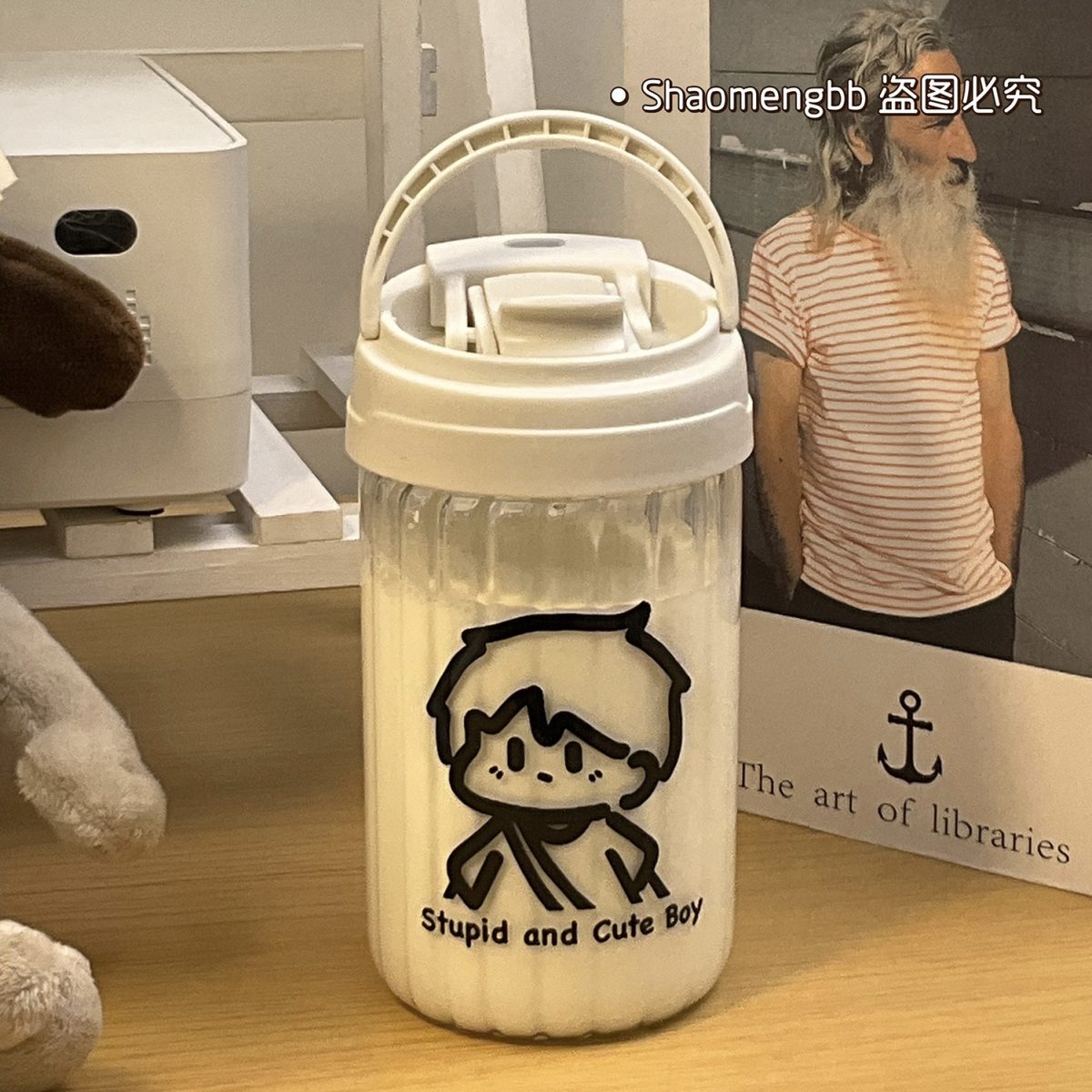 Sanrio Anime Straw Cup Portable Simple Niche Cartoon Glass Cup Couple Student Kawaii Coffee Cup Cute Girly Heart - Image 2