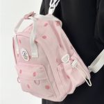 Cute Strawberry Canvas Backpack Women's New Small Backpack Summer Dopamine One Shoulder Messenger Backpack Cute Handbag - Image 7