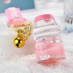 Acrylic milk bottle keychain peach floating quicksand bottle into the oil liquid key key chain bag pendant accessories - Image 4