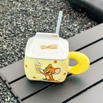 Cartoon Yogurt Mug High Appearance Level Straw Cup Dormitory High Temperature Resistance Coffee Mugs Cute Creative Ceramic Cup - Image 3