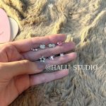 "HALU" "Pink and cute kt cat" HALU cute girlish versatile exquisite full diamond star ins style earrings - Image 4