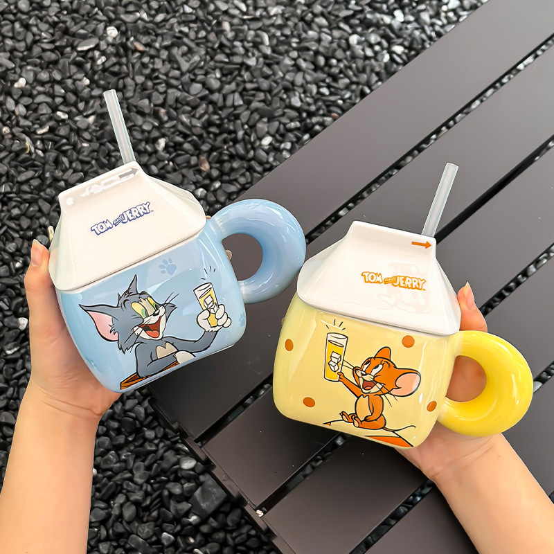 1688_image_share_a48aaf1e0d4a0bbead4213deb049b9ad Cartoon Yogurt Mug High Appearance Level Straw Cup Dormitory High Temperature Resistance Coffee Mugs Cute Creative Ceramic Cup - Image 1