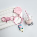 Kawaii Colorful Keychains Ice-cream Bubble Tea Key Ring Biscuit Pink Key Chain Cute  Gift for Women Girls Friends Handbag Jewelry - Image 2