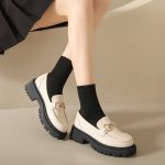 Chunky Loafers Women Genuine Cow Leather Platform Shoes Round Toe Metal Chain Slip on Ladies Flats Handmade 2025 Creeper Zapatos - Image 3