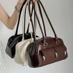Korean PU Y2k Bagsfashion Designer Leather Women's Shoulder Bag 2025 Bolsos De Mujer Retro Crossbody Bag Pillow Bowling Handbag