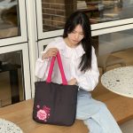 2025 New Chupa Chups Cute Cartoon Down Cloth Handbag Large Capacity Shoulder Tote