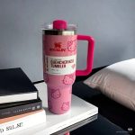 Hello Kitty co-branded large capacity stainless steel straw cup thermos cup car office fitness high value cup Drinks Coke Coffee Mug Gifts - Image 2