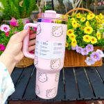 Hello Kitty co-branded large capacity stainless steel straw cup thermos cup car office fitness high value cup Drinks Coke Coffee Mug Gifts - Image 8