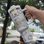 Hello Kitty co-branded large capacity stainless steel straw cup thermos cup car office fitness high value cup Drinks Coke Coffee Mug Gifts - Image 7