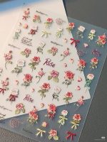 Red Note Hot Fashion Ins Retro Rose Sticker High Aesthetic Scrapbooking Sticker for Nail Phone Case DIY Hand-account