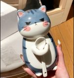 Cat Shaped cute Ceramic Coffee Mug with Spoon coffee Pots Milk Tea Cups - Image 4