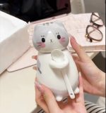 Cat Shaped cute Ceramic Coffee Mug with Spoon coffee Pots Milk Tea Cups - Image 5